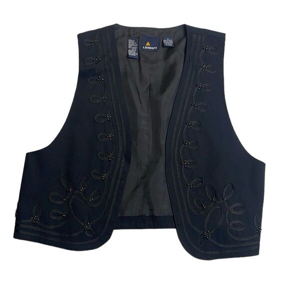Vintage Jackets & Blazers - 90s Vintage Liz Sport black Beaded vest Small